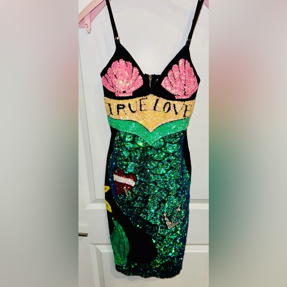 ~SUPER RARE~ DISCOUNT UNIVERSE True Love Mermaid Multicolor Sequin Ariel Dress - Picture 6 of 12